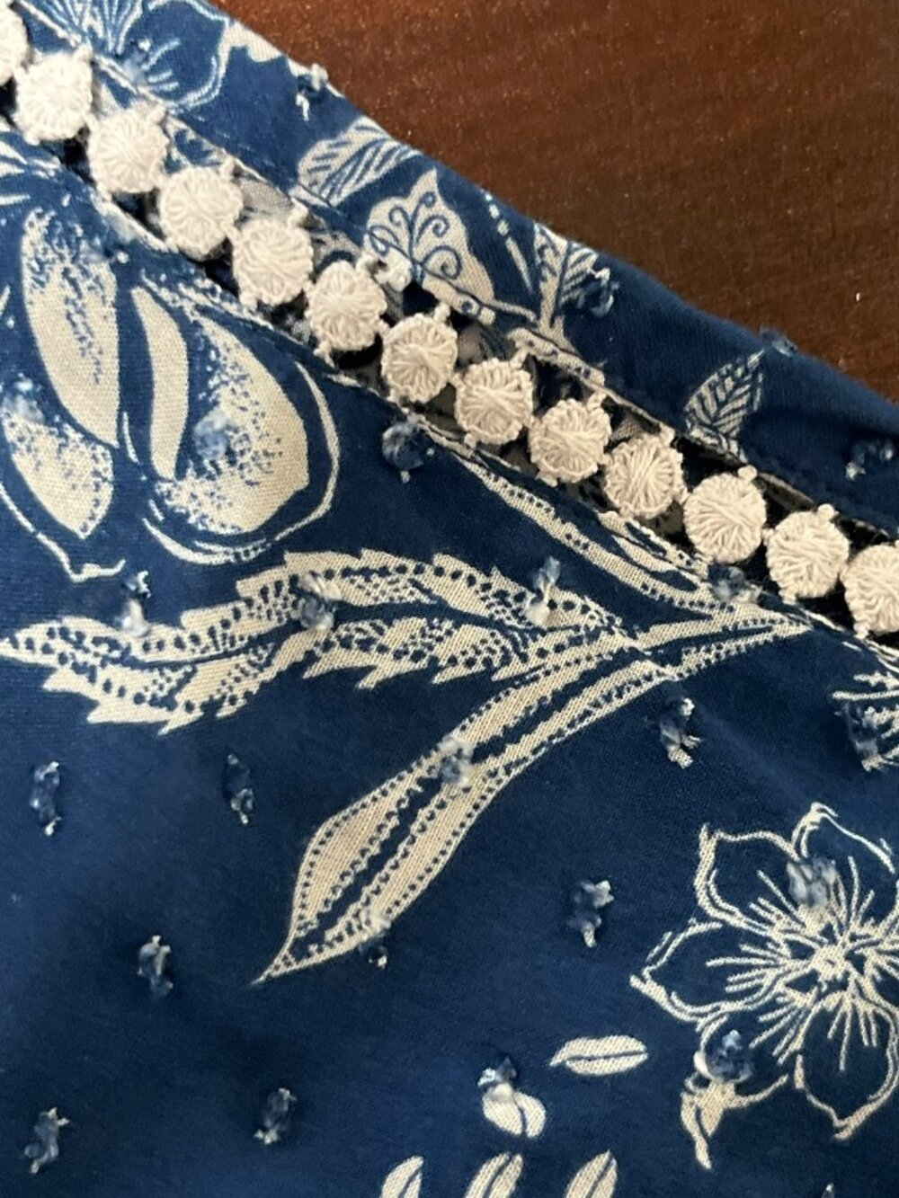 Christopher & Banks Blue Boho Blouse S Tassel Tie Rayon Used Lightweight - Picture 11 of 15